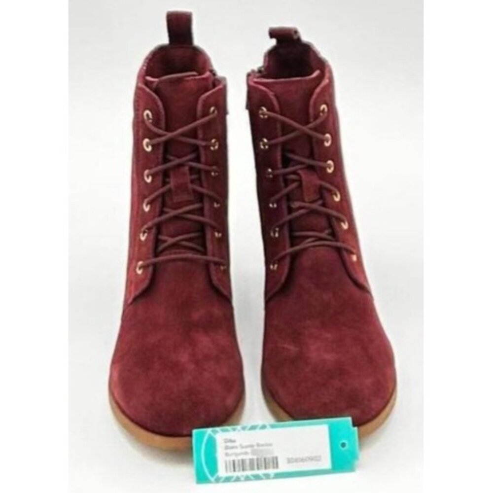 Diba Blake Suede Bootie Women's 7 Burgundy Leather Upper Wedge Heel Ankle Boots‎